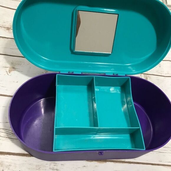 Vintage 90's Travel Case Box Makeup Teal Purple‎ Cosmetic - Picture 8 of 14